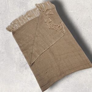 PEDSA ALPACA PERU DIAMOND PATTERN TAN IVORY SCARF